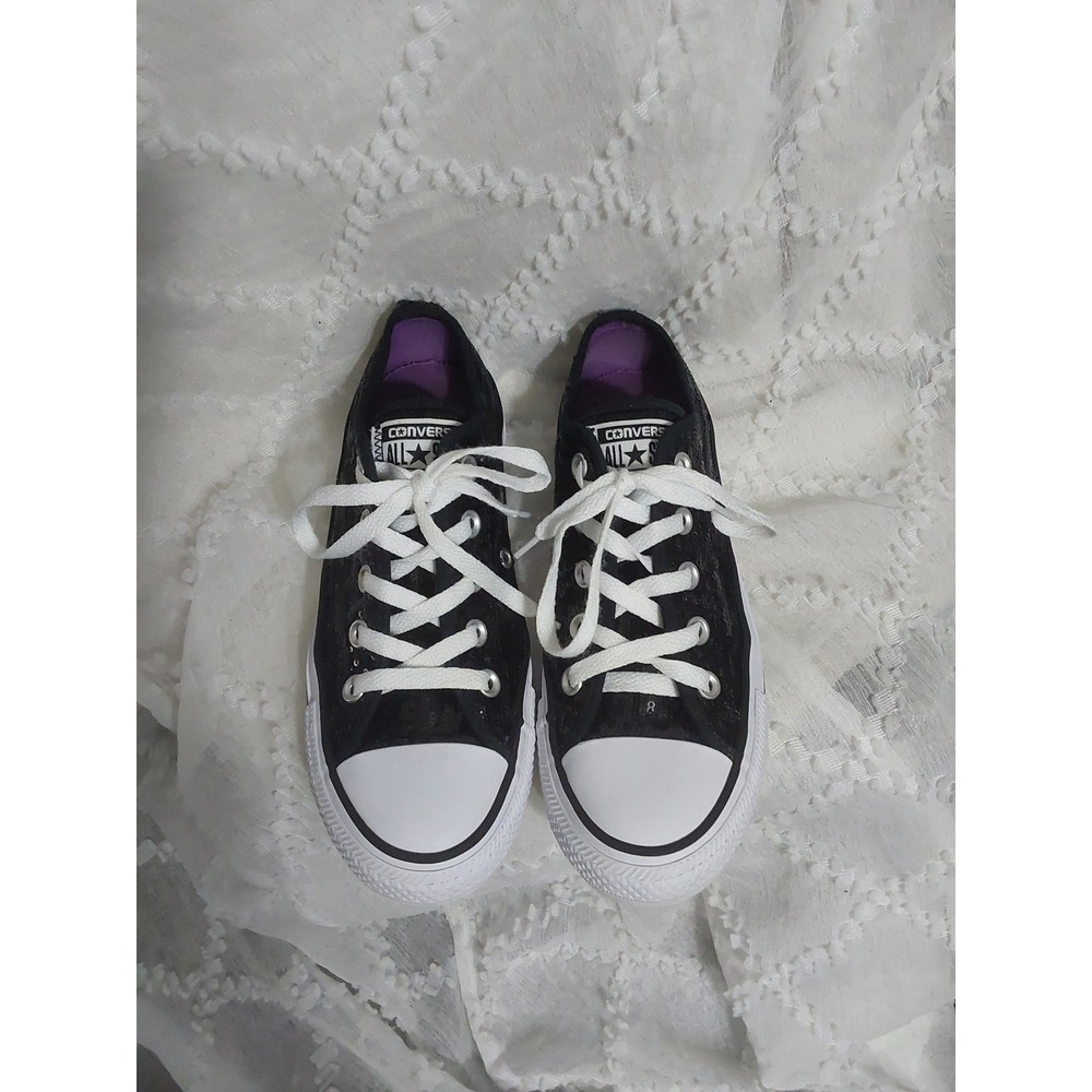 Converse Chuck Taylor All Star Black Sequin Low Top Sneakers fits womens size 7‎ - Picture 3 of 4